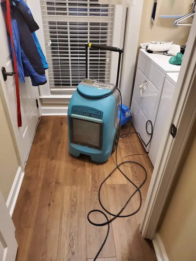 Commercial dehumidifier deployed for Flood Damage Cleanup in White House