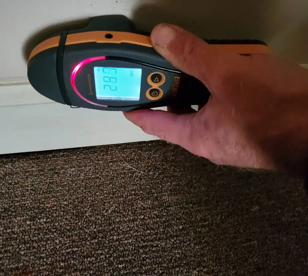 Moisture detection at baseboard during Sewage Cleanup & Sanitation in White House